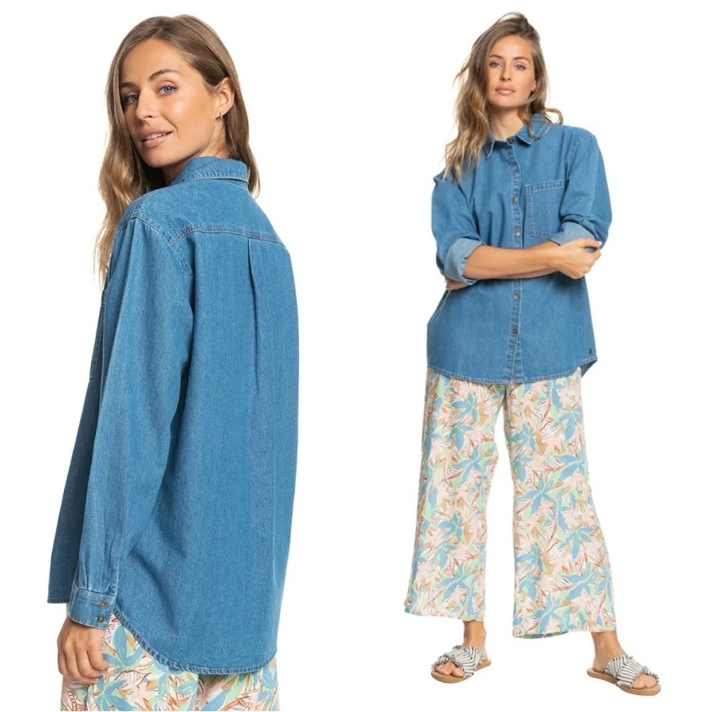 Roxy Seaside Town Denim Long Sleeve Button Shirt